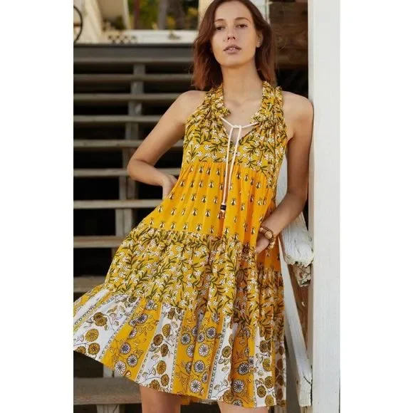 Ro's Garden | Dresses | Newros Garden Sofia Tiered Dress Anthropologie  Cover Up Floral Green Size S | Poshmark